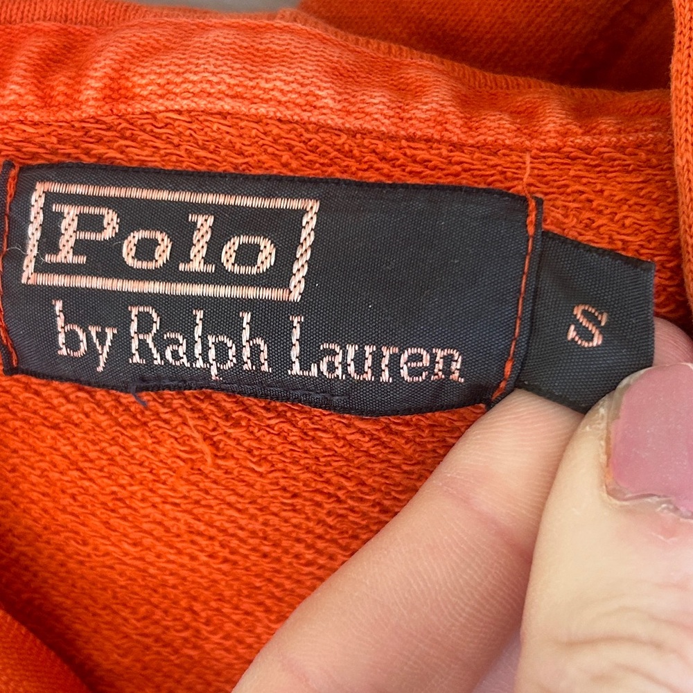 Y2K POLO RALPH LAUREN Orange Full Zip Hoodie Jacket Preppy Mall Casual | Men’s S - Picture 2 of 15